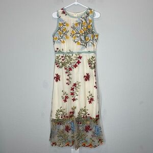 Glory Connection Midi Dress Womens XXL Floral Embroidered